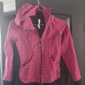 Lululemon pink checkered hooded jacket